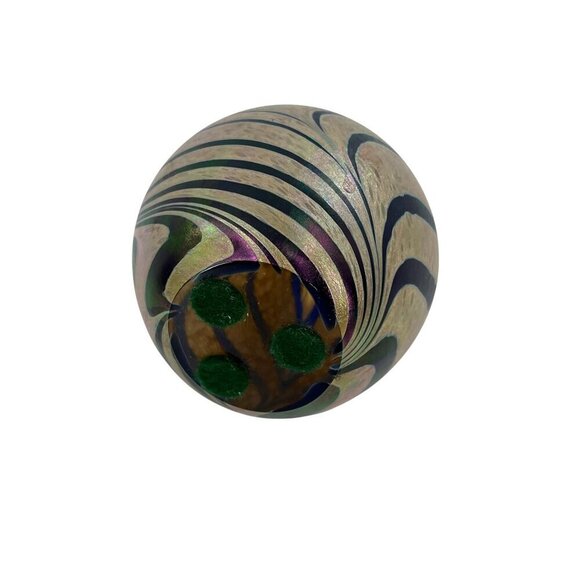 Handcrafted Iridescent Swirled Glass Egg Paperweight 3 Inches Tall Art‎ Glass - Picture 5 of 7